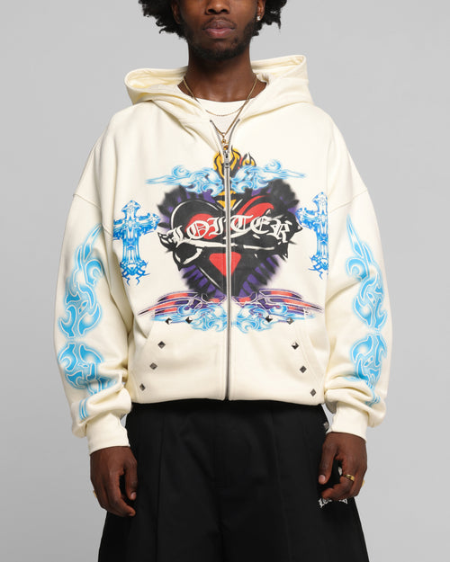 Loiter Hearts Zip Hoodie Off White