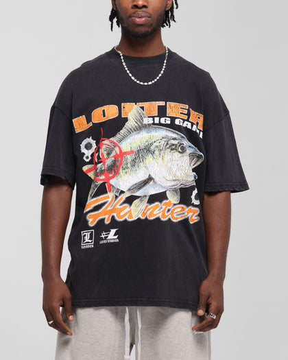 Loiter Big Game T-Shirt Black Acidwash