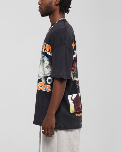 Loiter Big Game T-Shirt Black Acidwash