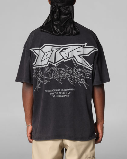 Loiter Runway T-Shirt Black Acidwash