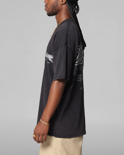 Loiter Runway T-Shirt Black Acidwash