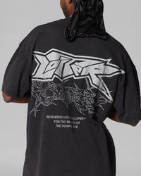 Loiter Runway T-Shirt Black Acidwash