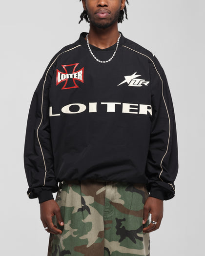 Loiter Racer Nylon Jersey Crewneck Black