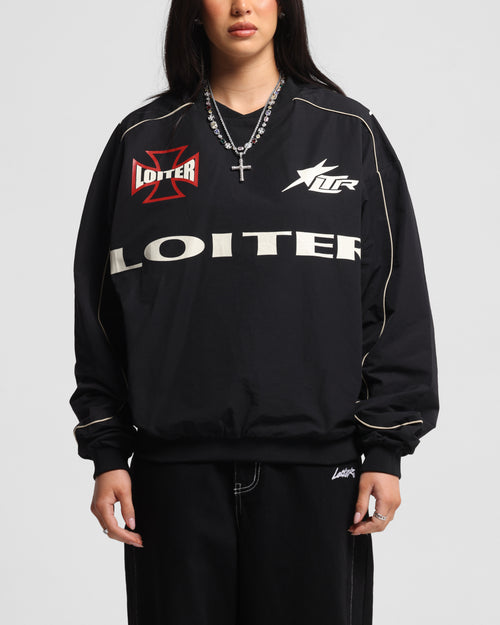 Loiter Racer Nylon Jersey Crewneck Black