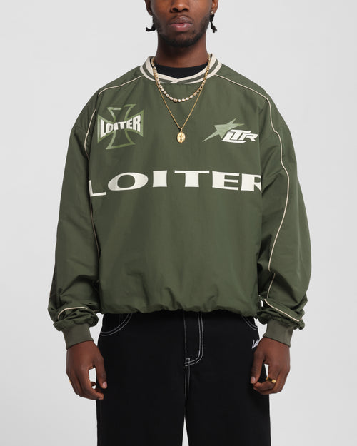 Loiter Racer Nylon Jersey Crewneck Dark Green
