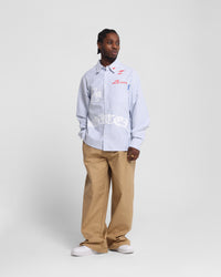 Loiter Chopper Long Sleeve Shirt Blue/White