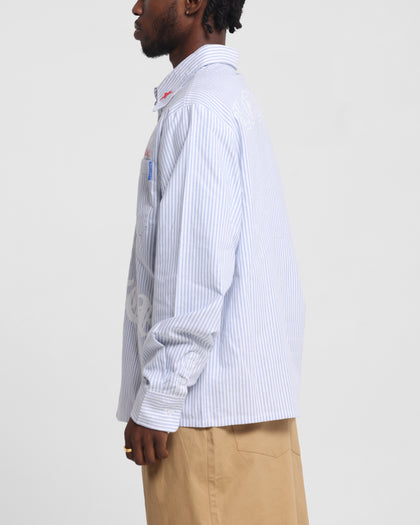 Loiter Chopper Long Sleeve Shirt Blue/White