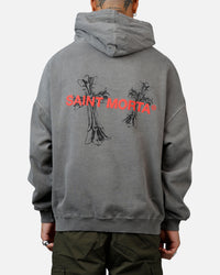 Saint Morta Memoriam Boxy Hoodie Washed Charcoal