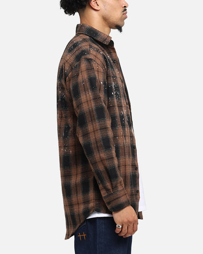 Saint Morta Spray Long Sleeve Flannel Shirt Brown
