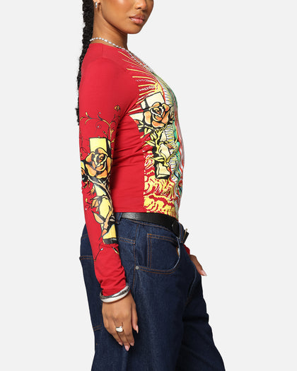 Ed Hardy Women's Divine Long Sleeve T-Shirt Red