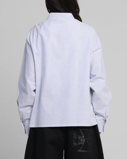 Loiter Western Long Sleeve Button Up Shirt Blue/White