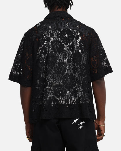 Loiter Lace Button Up Shirt Black