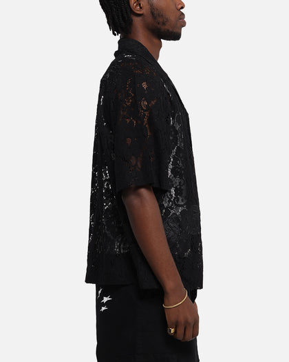 Loiter Lace Button Up Shirt Black