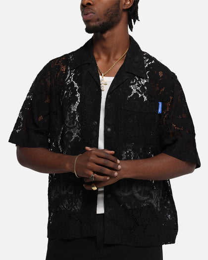 Loiter Lace Button Up Shirt Black