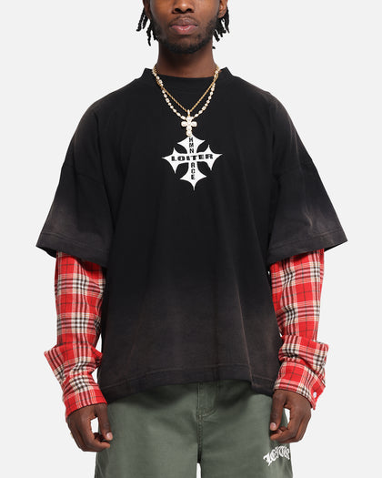 Loiter Layered Flannel T-Shirt Black/Red
