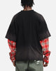 Loiter Layered Flannel T-Shirt Black/Red
