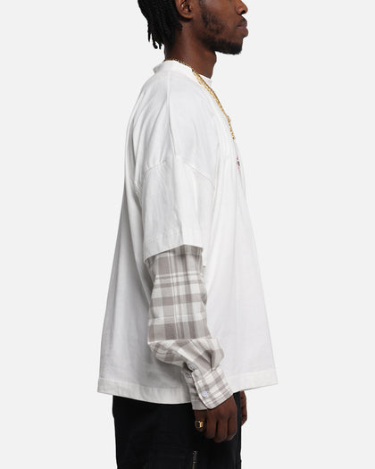 Loiter Layered Flannel T-Shirt Cream