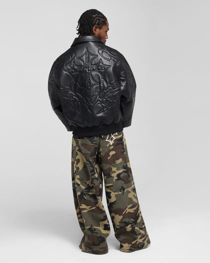 Loiter Fury Vegan Leather Jacket Washed Black