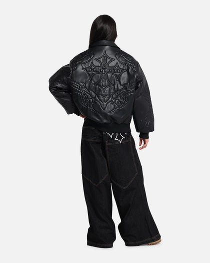 Loiter Fury Vegan Leather Jacket Washed Black