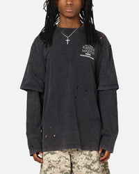 Mitchell & Ness Las Vegas Raiders Chromed Mock Long Sleeve T-Shirt Faded Black