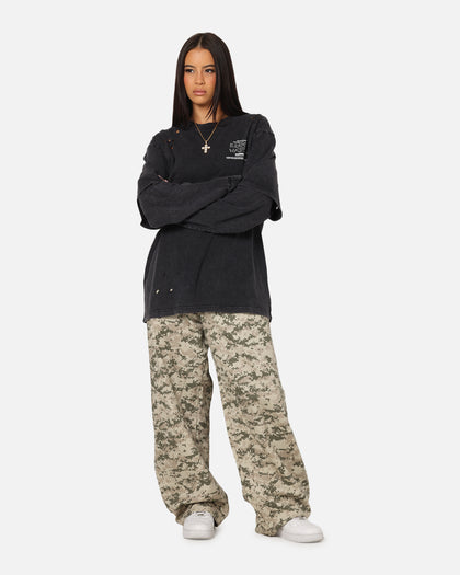 Mitchell & Ness Las Vegas Raiders Chromed Mock Long Sleeve T-Shirt Faded Black