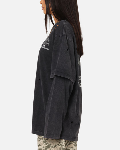 Mitchell & Ness Las Vegas Raiders Chromed Mock Long Sleeve T-Shirt Faded Black