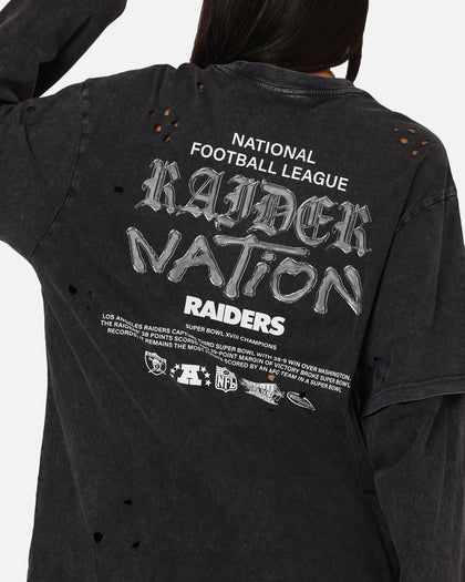 Mitchell & Ness Las Vegas Raiders Chromed Mock Long Sleeve T-Shirt Faded Black
