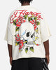 Ed Hardy Rose Skull Oversized Print T-Shirt Off White
