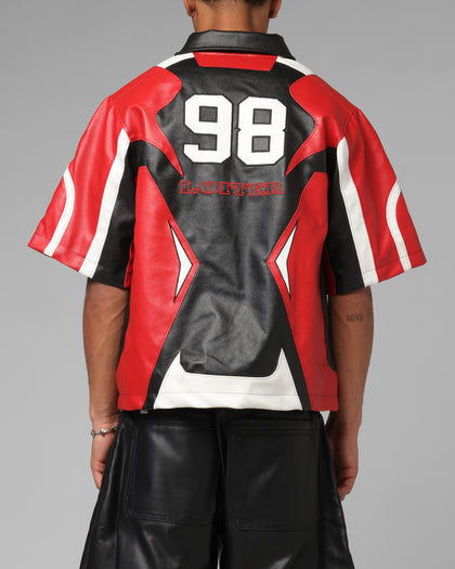 Loiter Racer Vegan Leather Shirt Red/Black
