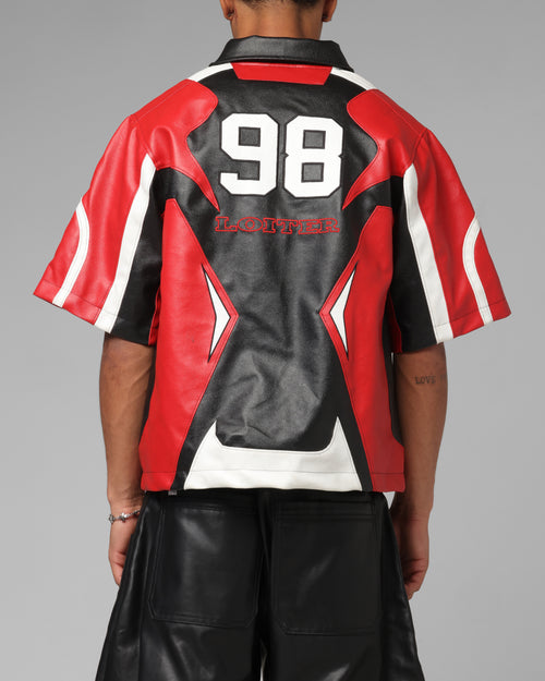 Loiter Racer Vegan Leather Shirt Red/Black