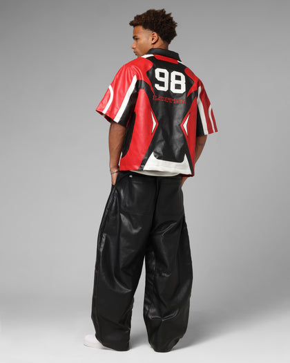 Loiter Racer Vegan Leather Shirt Red/Black