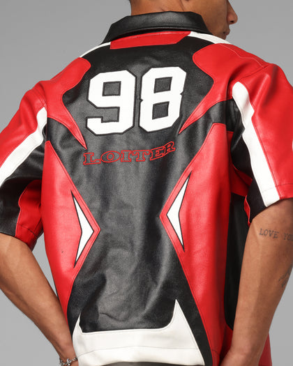 Loiter Racer Vegan Leather Shirt Red/Black