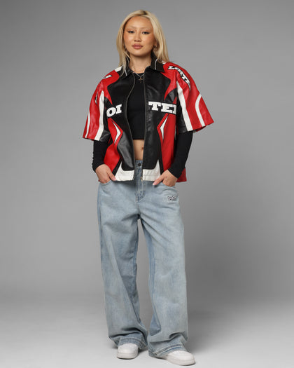 Loiter Racer Vegan Leather Shirt Red/Black