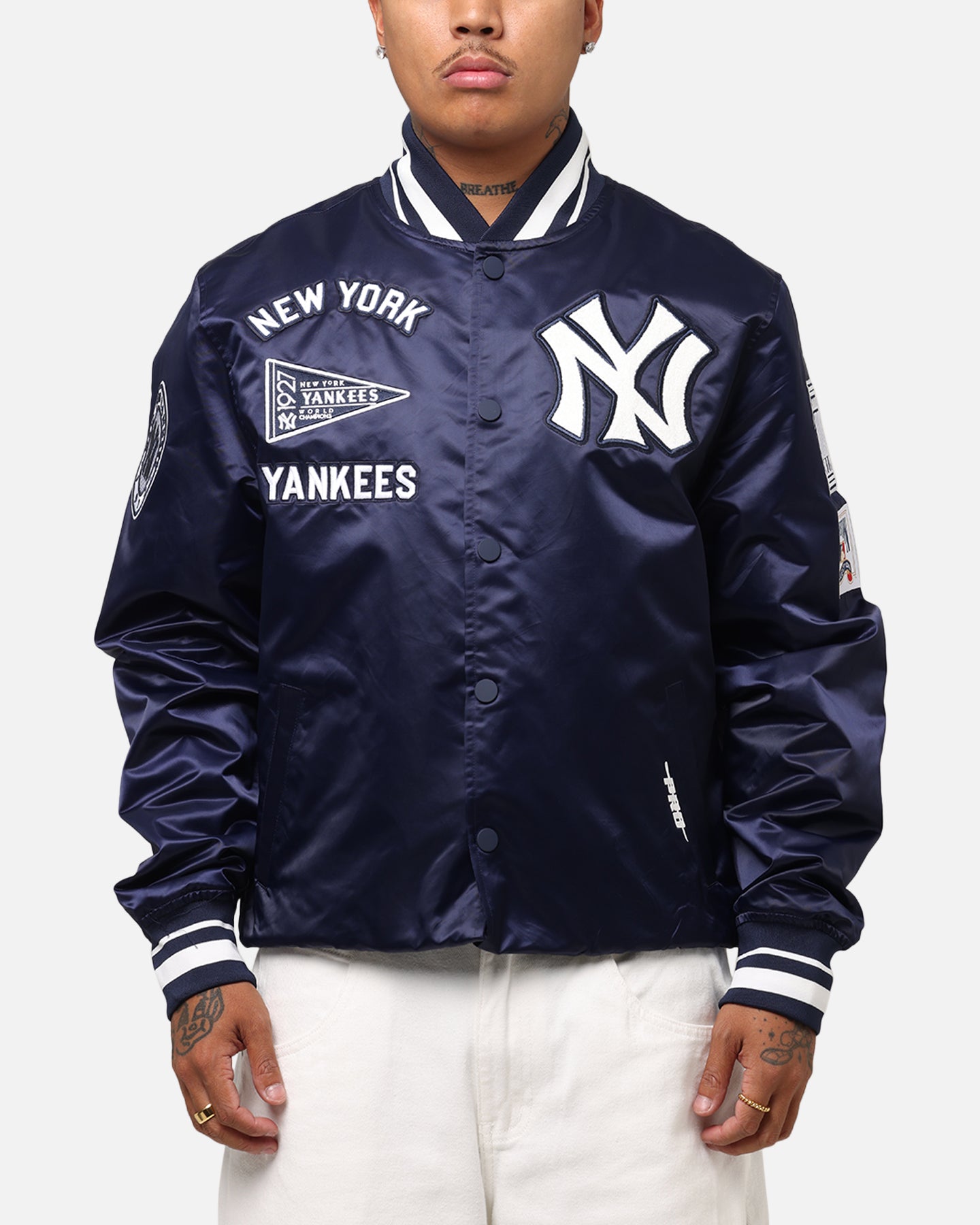 Pro Standard New York Yankees Classic Satin Jacket Midnight Navy