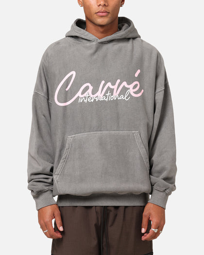Carre International Script Hoodie Washed Charocal