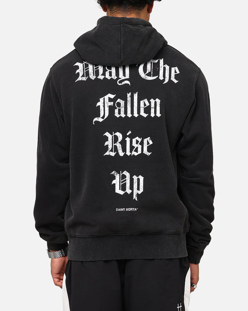 Saint Morta Fallen Rising Boxy Hoodie Vintage Black