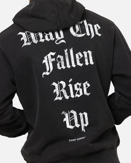 Saint Morta Fallen Rising Boxy Hoodie Vintage Black