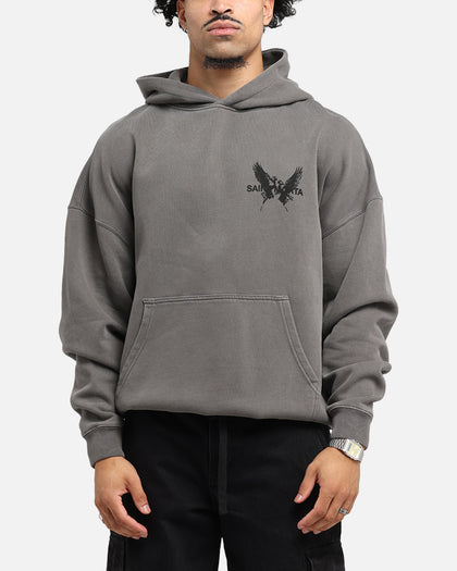 Saint Morta Black Doves Boxy Hoodie Washed Charcoal