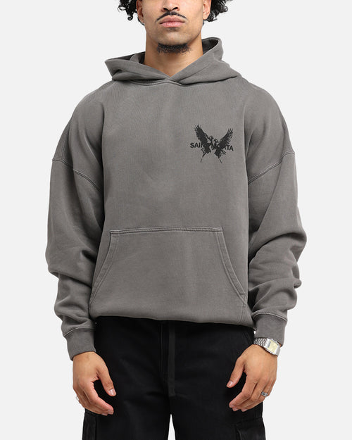 Saint Morta Black Doves Boxy Hoodie Washed Charcoal