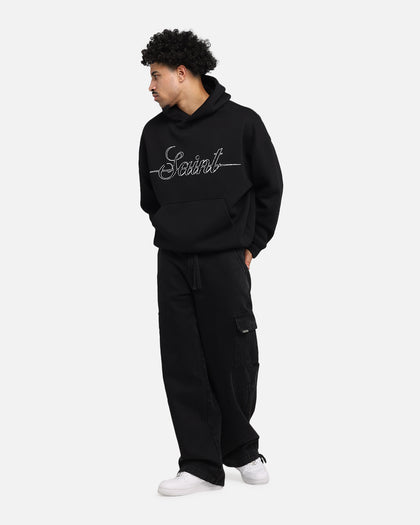 Saint Morta Cursive Boxy Hoodie Black