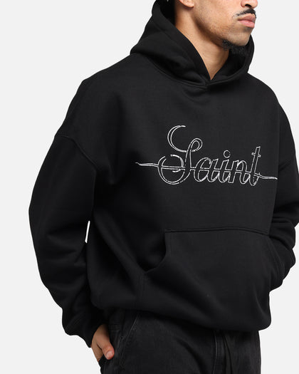 Saint Morta Cursive Boxy Hoodie Black