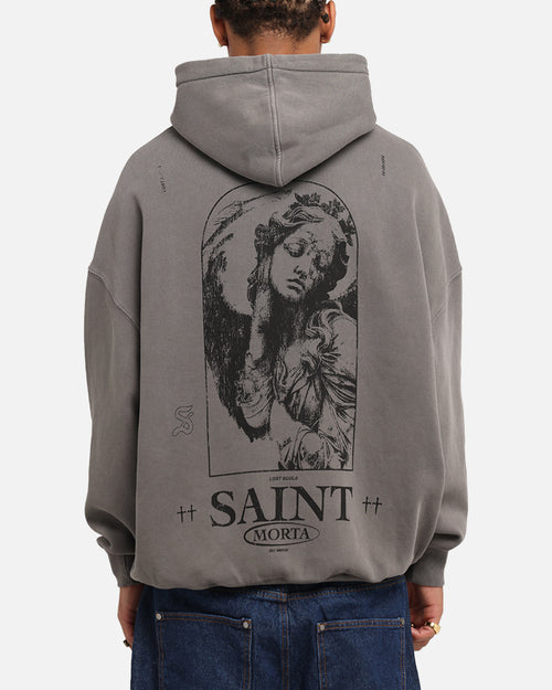 Saint Morta Lost Souls Boxy Hoodie Washed Charcoal