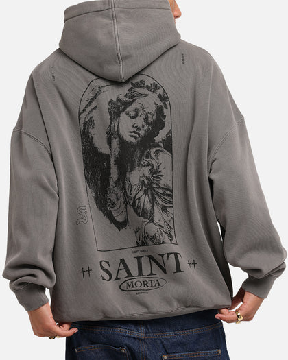Saint Morta Lost Souls Boxy Hoodie Washed Charcoal