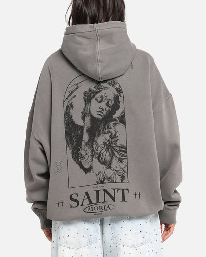 Saint Morta Lost Souls Boxy Hoodie Washed Charcoal