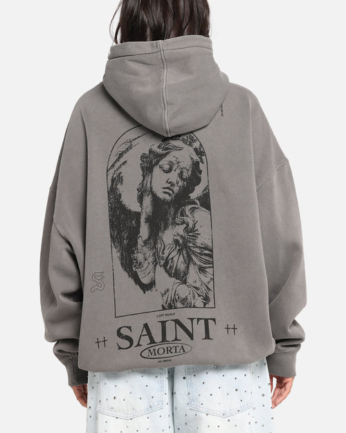Saint Morta Lost Souls Boxy Hoodie Washed Charcoal
