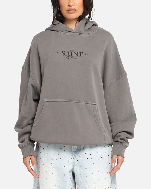 Saint Morta Lost Souls Boxy Hoodie Washed Charcoal