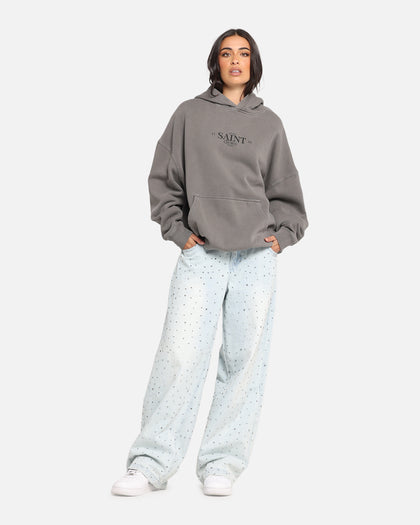 Saint Morta Lost Souls Boxy Hoodie Washed Charcoal