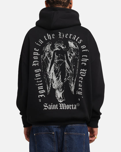 Saint Morta Weiry Hearts Boxy Hoodie Black