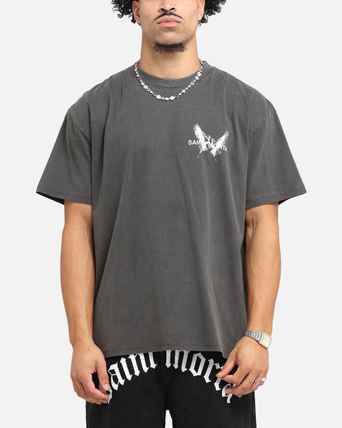 Saint Morta Black Doves Boxy T-Shirt Black Wash