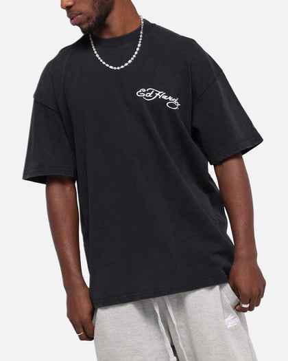 Ed Hardy Catcher T-Shirt Black Acidwash